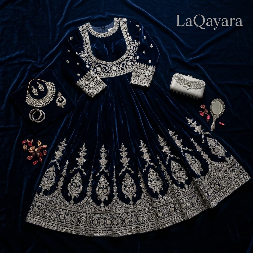 Midnight Blue Velvet Gown